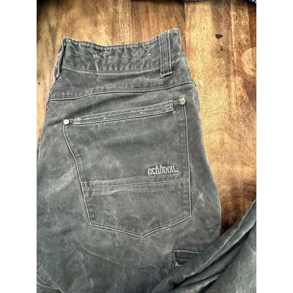 Kuhl Men's Dark Gray Distressed Dyed Look Straight Leg Denim Jeans Size 32X30